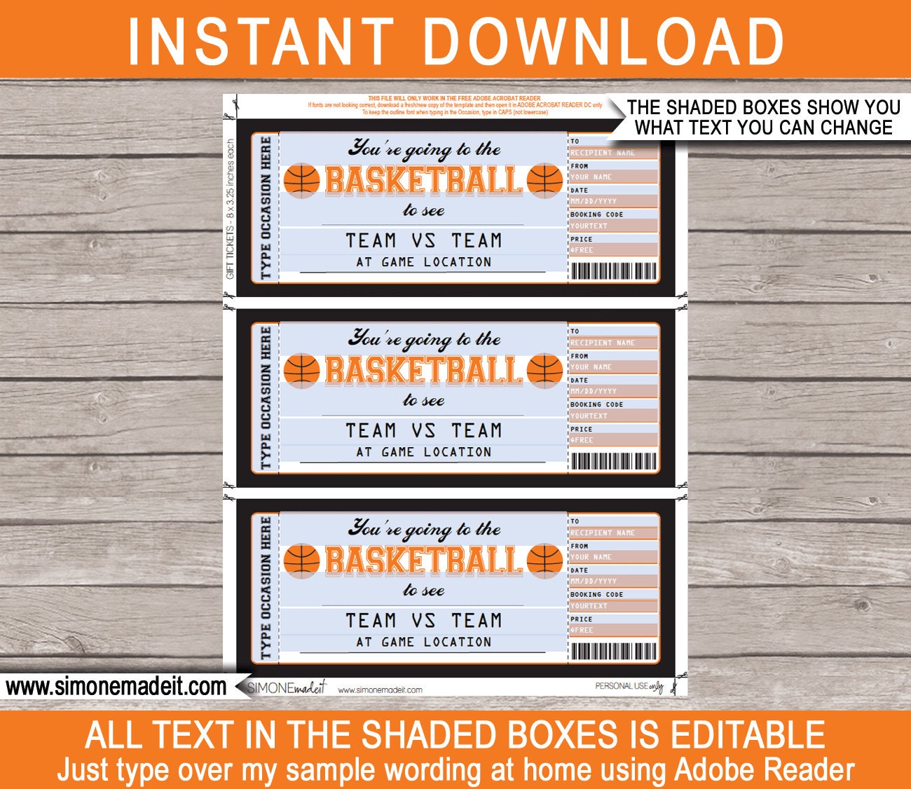 Paper Paper & Party Supplies Surprise Basketball Ticket Printable