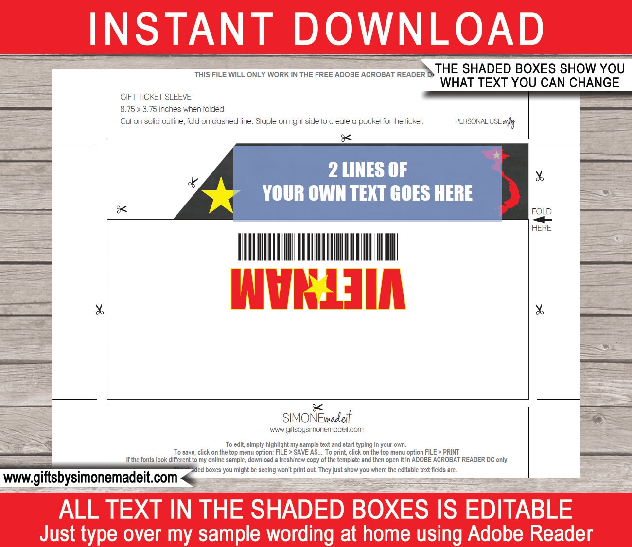 Ticket Jacket Template.pdf Vietnam Trip Ticket Jacket Template: Surprise Reveal Gift (INSTANT ...