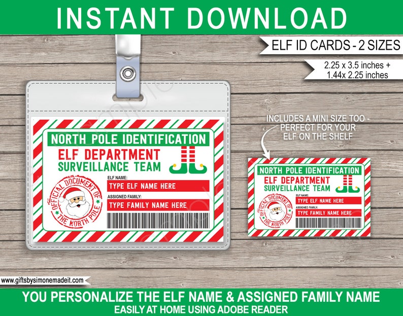 Personalized Elf ID Card: North Pole Surveillance Team (digital ...