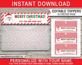 Christmas Gift Bag Toppers Template - Printable Santa Labels Tags - North Pole - Custom Personalized - INSTANT DOWNLOAD - EDITABLE Names