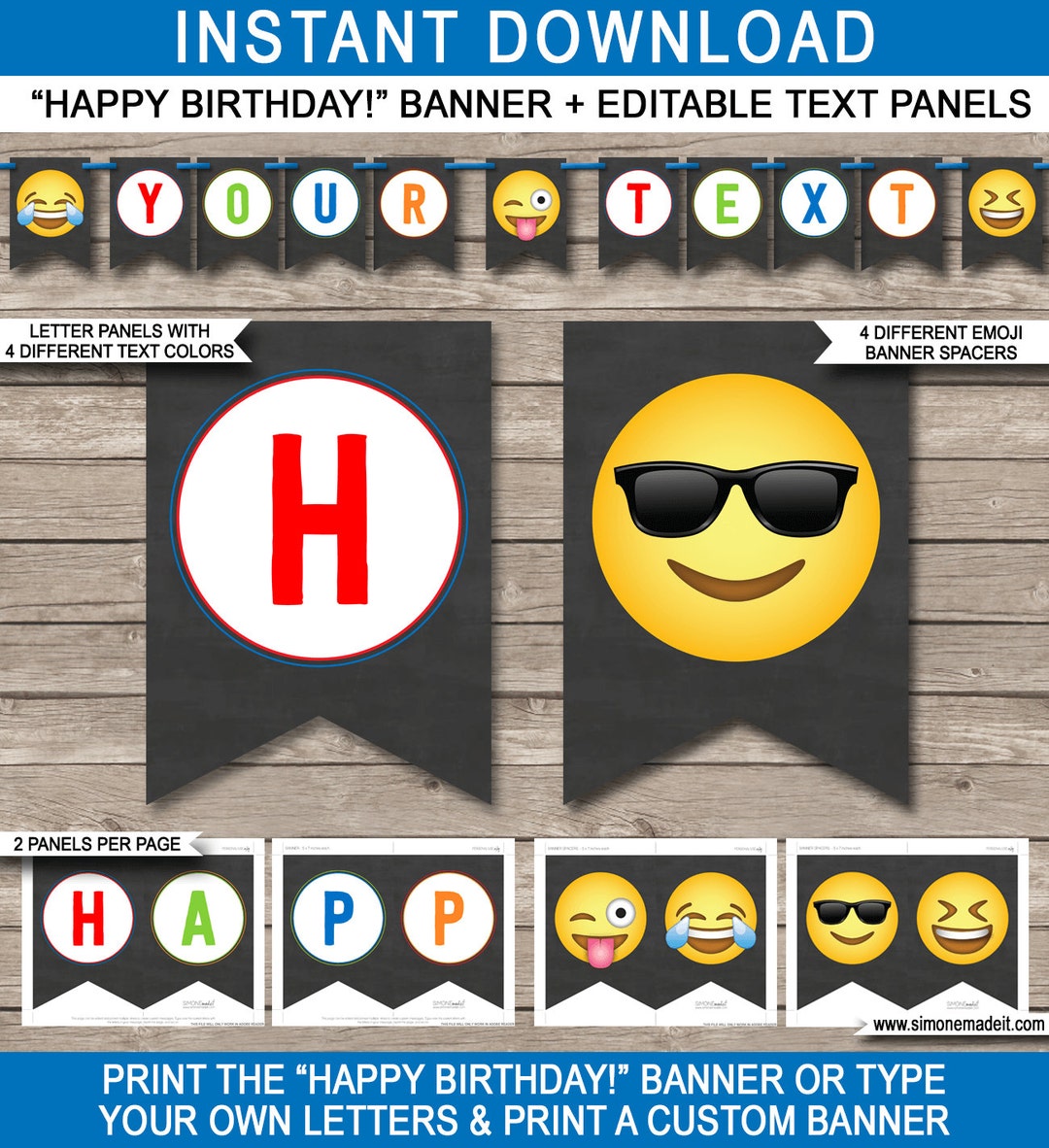 Emoji Birthday Banner Template Printable Boys Theme Birthday Party