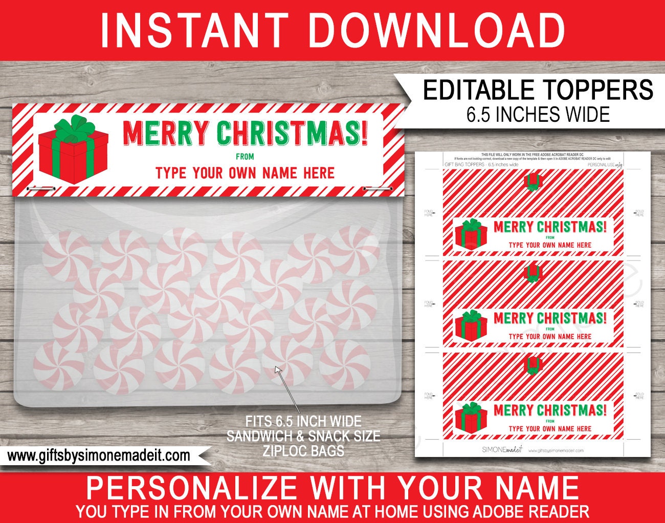 Christmas Gift Bag Toppers Template