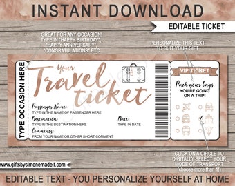 Surprise Holiday Reveal Gift Idea Printable Travel Ticket Boarding Pass Coupon Template - Boys Trip - Bus Plane Car Cruise Bike Train