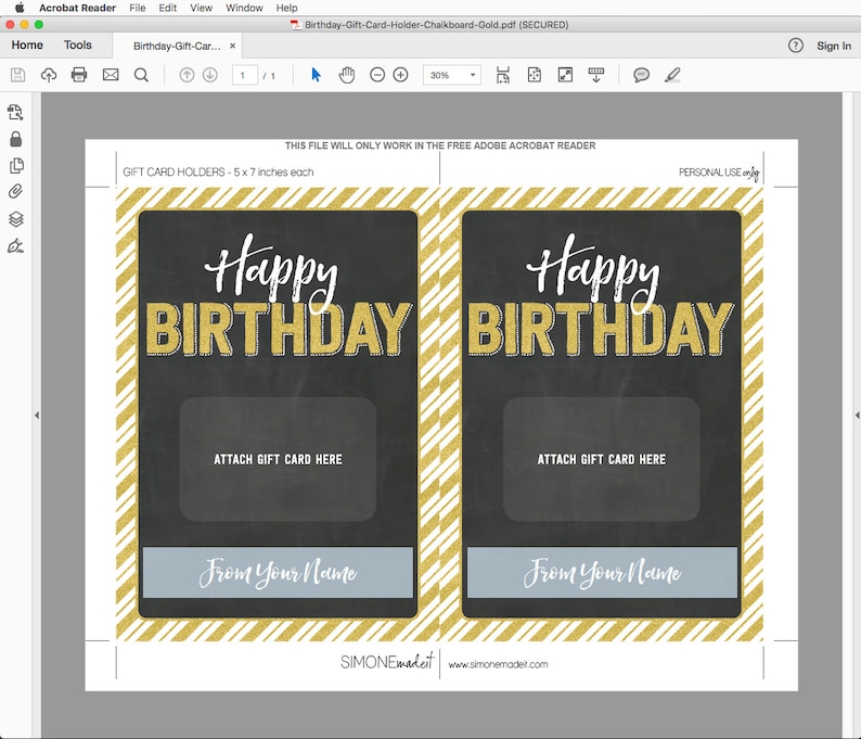 Printable Birthday Gift Card Holder Template Happy Birthday - Etsy