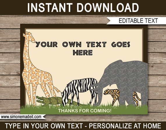Animal Safari Favor s Printable Thank You s Birthday Party Favors Zoo Theme Jungle Theme Instant Download With Editable Text By Simonemadeit Catch My Party Animal Safari Favor s Printable Thank You s Birthday Party Favors Zoo Theme Jungle Theme Instant Download With Editable Text By Simonemadeit Catch My Party