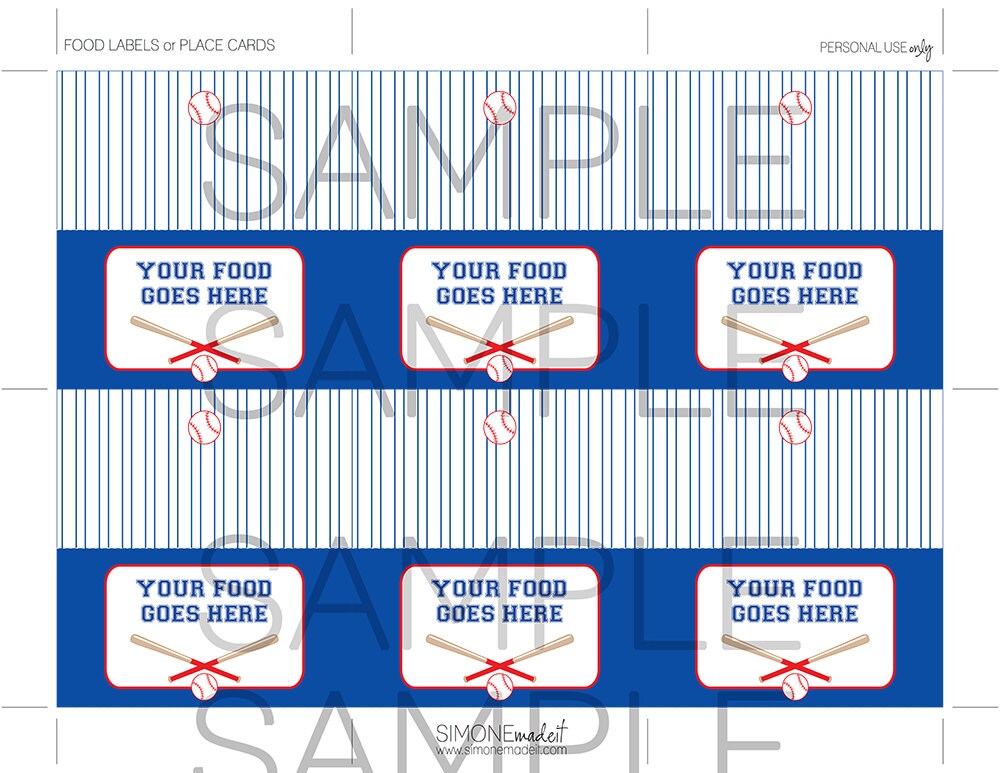 Baseball Food Labels Baseball Theme Party Buffet Tags - Etsy
