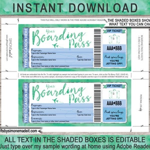 Fake Boarding Pass Template Plane Ticket Gift Printable, Surprise Airline Airplane Flight Destination Vacation Trip Reveal, INSTANT DOWNLOAD image 2