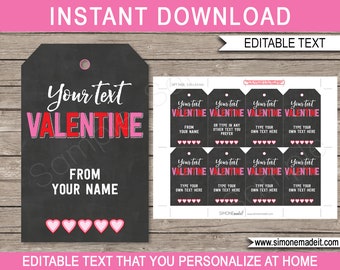 Valentine's Day Gift Tags Template – Printable Treat Tags (Instant Download)