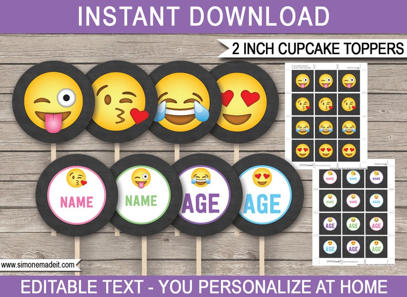 Emoji Party Template Bundle Invitation Printable Birthday Theme Decoration Package Pack Kit Set Collection Girls Emojional DOWNLOAD image 8