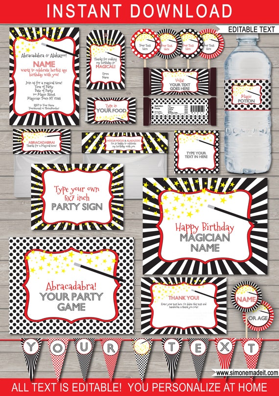 Magic Food Labels Template Printable Magic Theme Birthday -   Food  label template, Printable party decorations, Party food themes