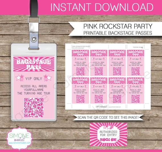 Rockstar Party Backstage Pass Printable Insert Instant Etsy Rockstar Party Backstage Pass Printable Insert Instant Etsy