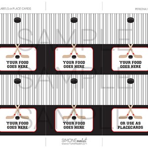 Hockey Party Food Labels Template Printable Red & Black Theme Birthday Party Decorations Buffet Tags INSTANT DOWNLOAD EDITABLE text image 2