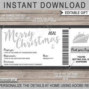 Druckbare Weihnachtskreuzfahrt-Schiffskarte Bordkarte Vorlage Geschenk - Surprise Cruise Reveal, Geschenkgutschein - INSTANT DOWNLOAD - EDITIERBARER Text