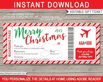 Weihnachts Bordkarte Vorlage: Surprise Trip Reveal (Digitaler Download)