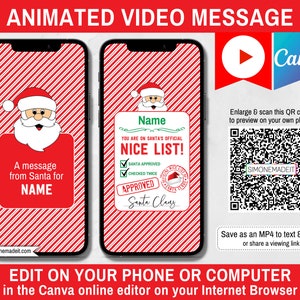 サンタのナイスリストビデオテキストメッセージテンプレート - アニメーションデジタル携帯電話メッセージ - Canva