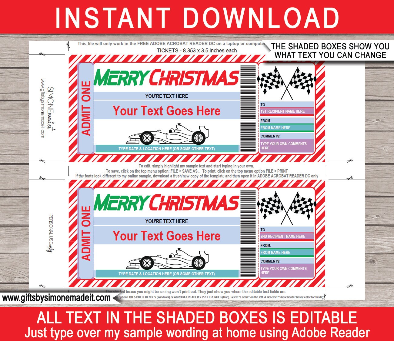 Car Race Tickets Christmas Gift Printable Template Go Karts Etsy Espa a car-race-tickets-christmas-gift-printable-template-go-karts-etsy-espa-a
