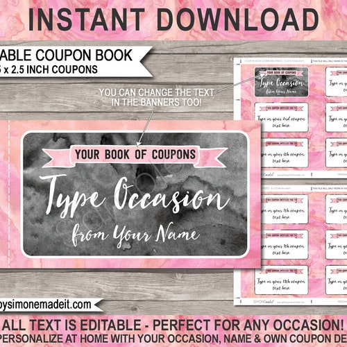 Best Friends Gift Coupon Book Printable Coupons Birthday - Etsy