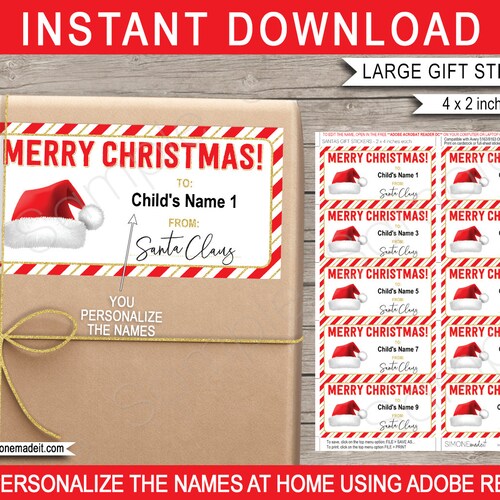 Santa Gift Tags Printable Template Christmas Labels for Kids - Etsy