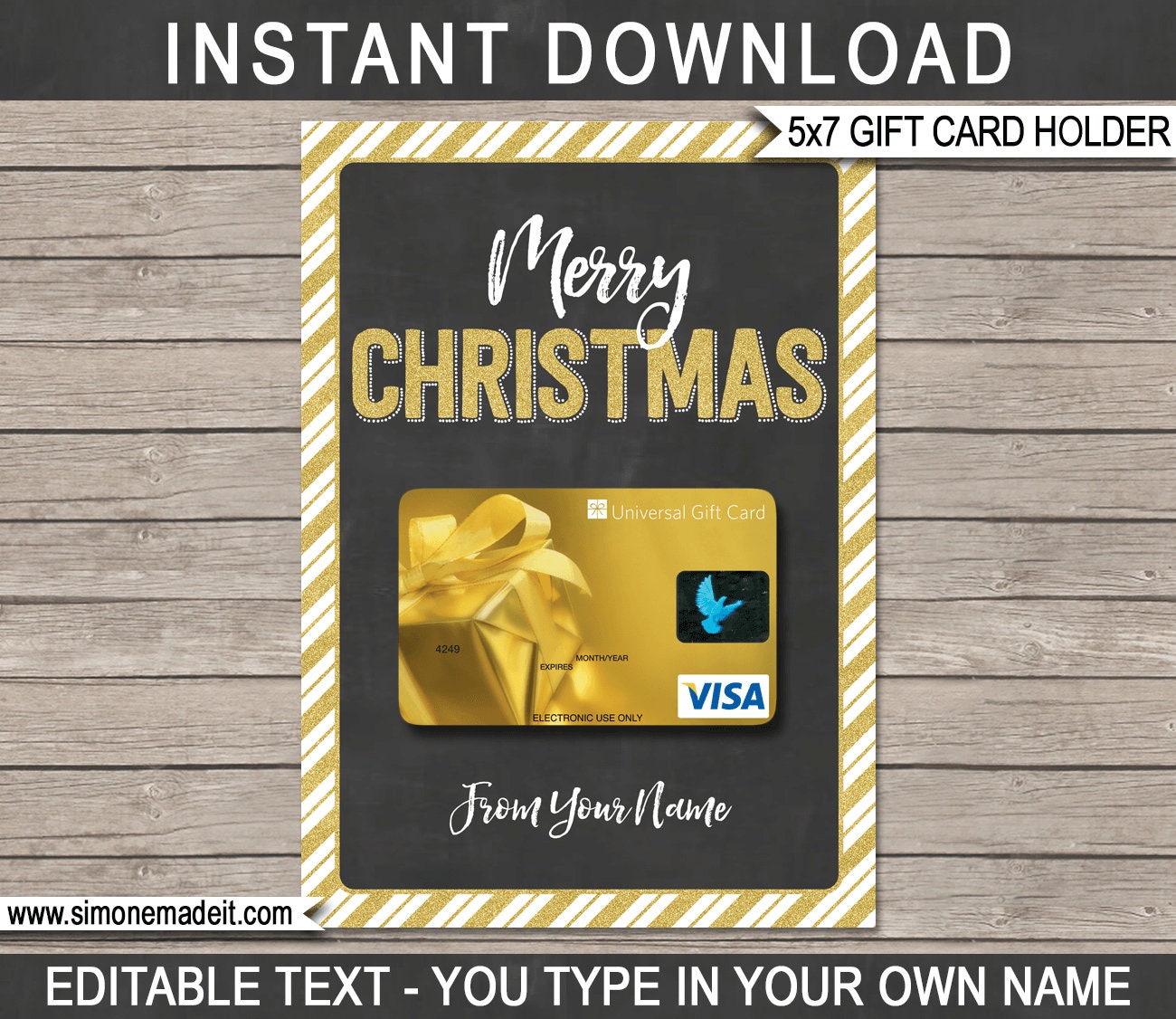Printable Christmas Gift Card Holder Template Merry - Etsy