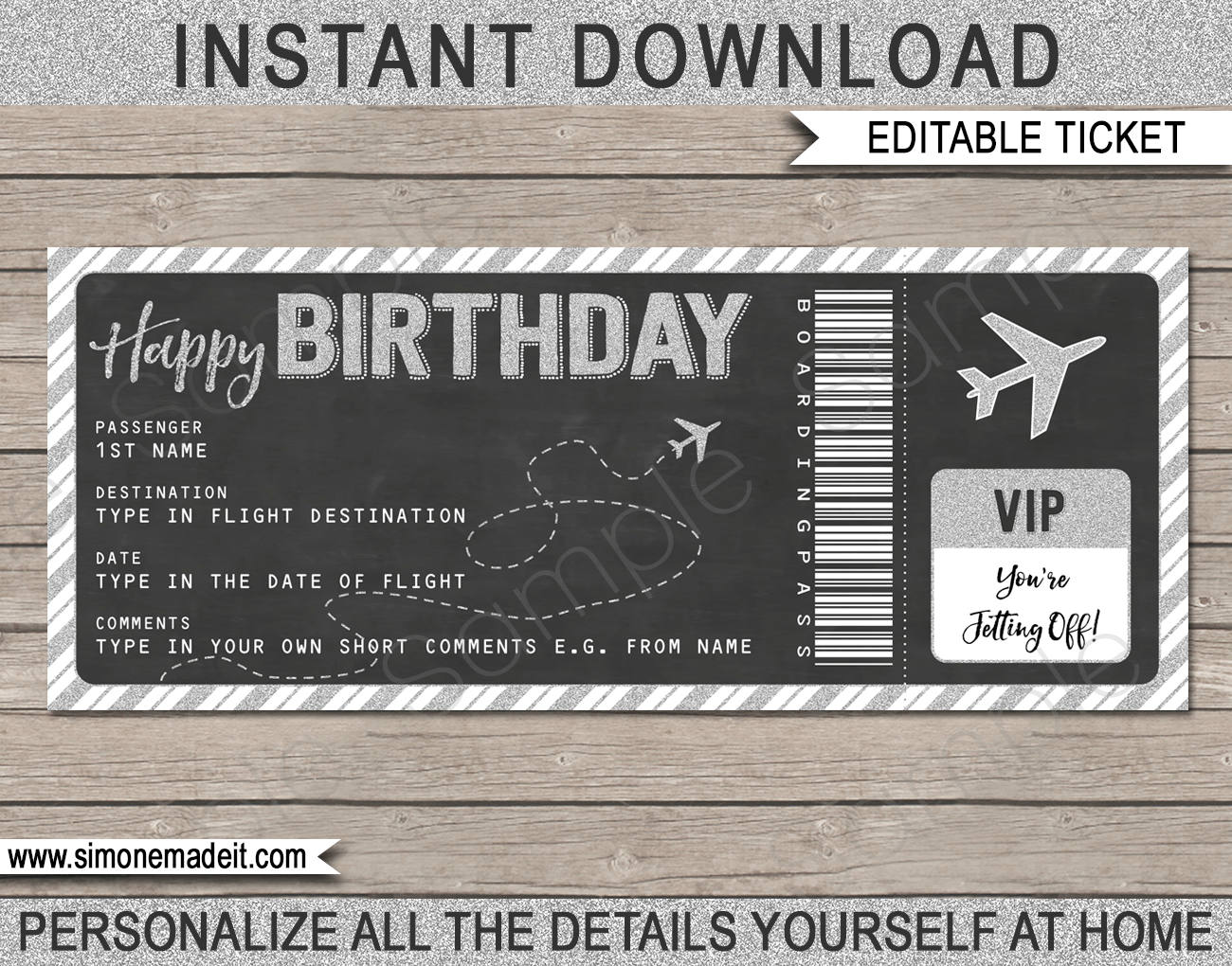 Birthday Boarding Pass Gift V1 Surprise Flight Ticket Trip Boarding 