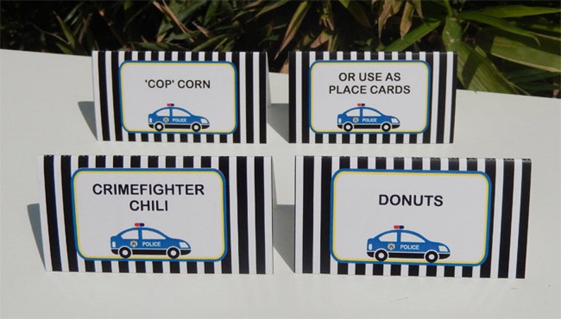 Police Party Food Labels Template Printable Police Car - Etsy
