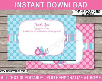 Spa Party Thank You Cards: Editable 4x6 Printable (Digital Download)
