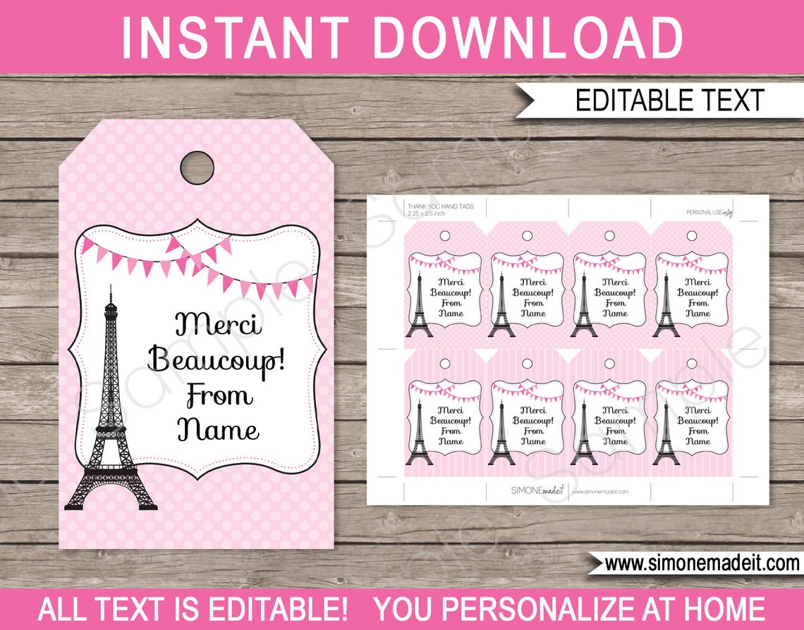 Paris Theme Party Templates With Invitation Printable Girls - Etsy