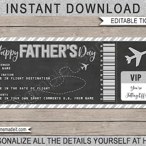 Vatertag Bordkarte Geschenk Gutschein - Überraschungsflug Reise Urlaub - Papa - Geschenkgutschein Karte Coupon - EDITIERBARER TEXT DOWNLOAD