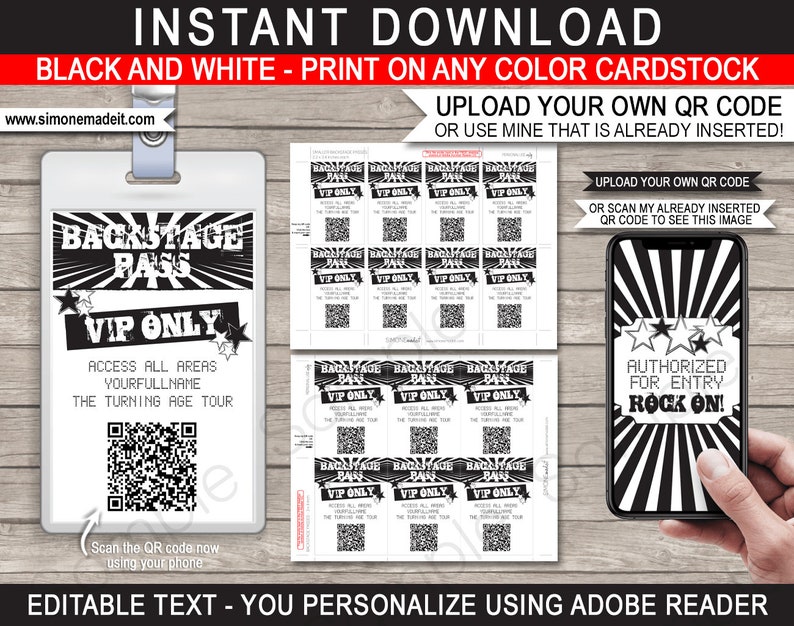 Backstage Pass Template Printable Rock Star Theme Birthday Etsy Backstage Pass Template Printable Rock Star Theme Birthday Etsy