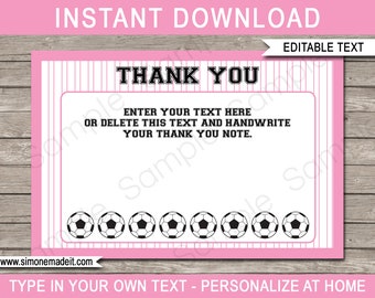 Pink Soccer Thank You Cards: Editable Text, 4x6 inch (Digital Download)