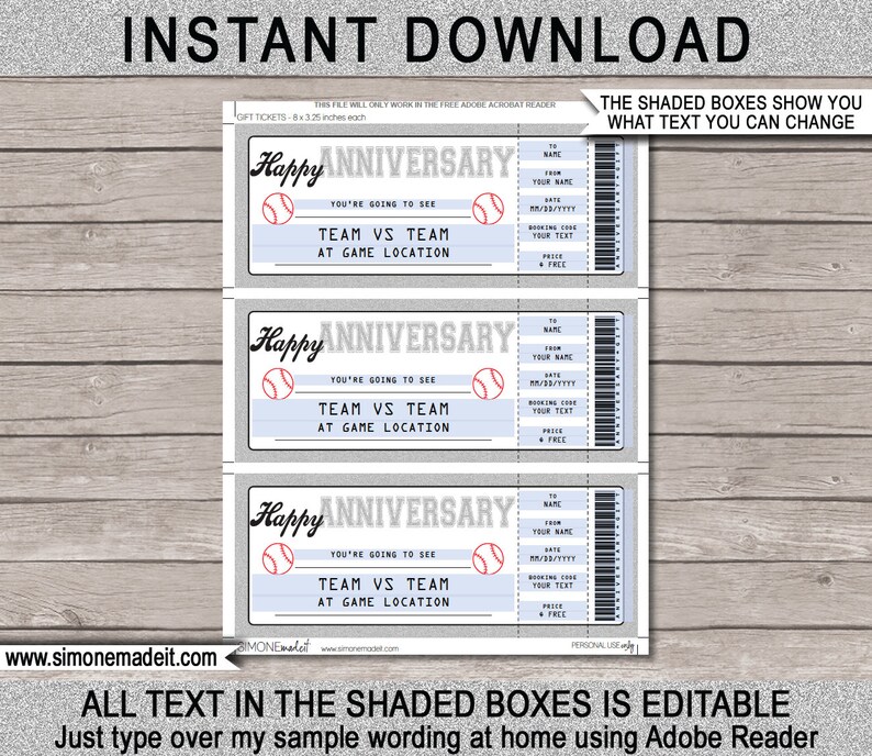 Anniversary Baseball Ticket Gift Surprise Ticket to a Etsy