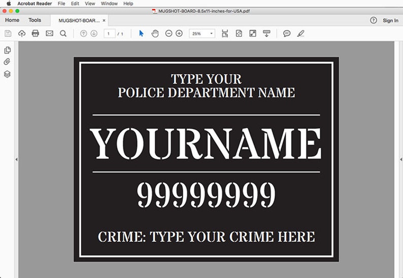 Mugshot Backdrop & Sign Board Police Lineup CSI Cops and Robbers Stag Bachelorette INSTANT DOWNLOAD Pdf 36x48 A0 sizes image 5