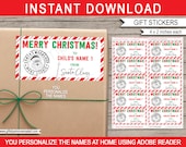 Christmas Gift Labels Template - Printable Santa's Workshop Stickers Tags - from Santa Claus - Custom - INSTANT DOWNLOAD with EDITABLE Names Il_170x135