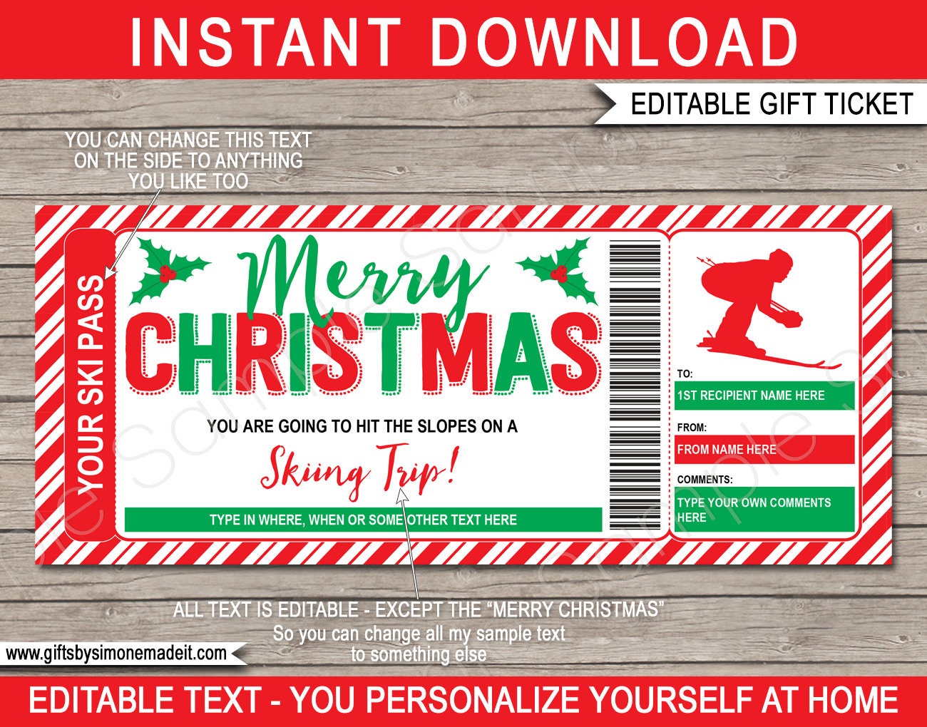Ski Pass Template Gift Certificate Ticket Voucher Surprise Etsy Canada Ski Pass Template Gift Certificate Ticket Voucher Surprise Etsy Canada