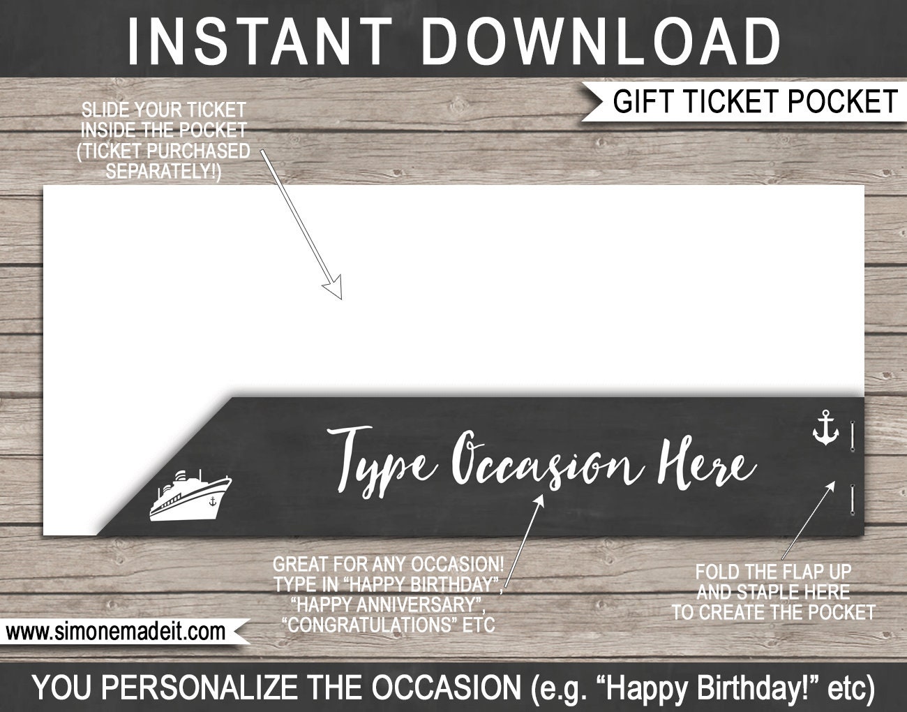 Printable Pocket Sleeve for Cruise Gift Tickets Happy - Etsy