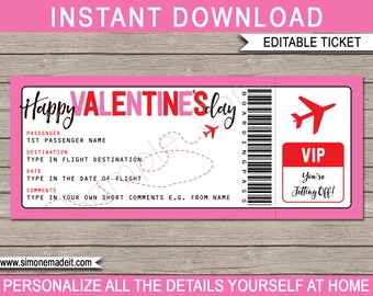 Afdrukbare sjabloon voor instapkaarten voor Valentijnsdag (directe download)