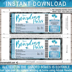Boarding Pass Invitation Template - Printable Birthday Party ...