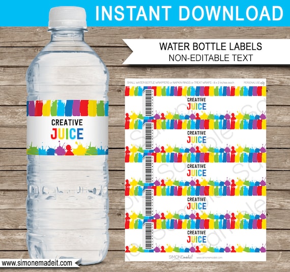 Watercolor Spots Water Bottle Label Template Printable 