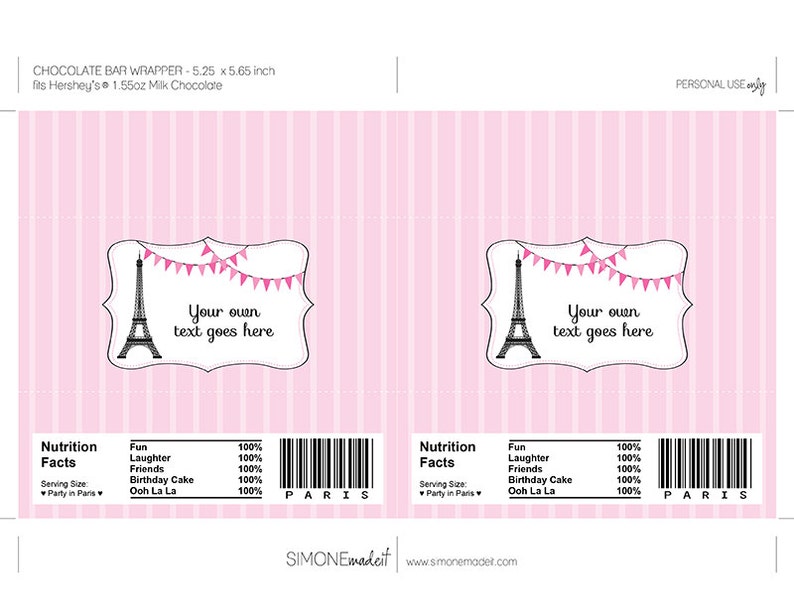 Paris Party Candy Bar Wrappers Template Printable Birthday Party Favors Chocolate Labels Paris Theme EDITABLE TEXT DOWNLOAD image 2