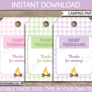 Glamping Party Templates with Invitation Printable Camping Theme Birthday Decoration Package Pack Bundle Set Collection, DIY EDITABLE TEXT image 7