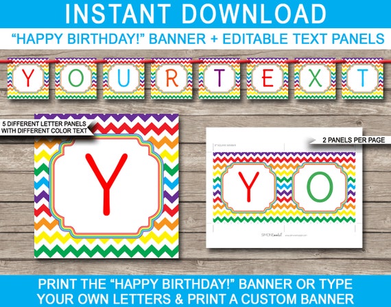 Bunting Happy Birthday Banner INSTANT DOWNLOAD with EDITABLE text Custom Banner Party Decorations Race Car Party Banner