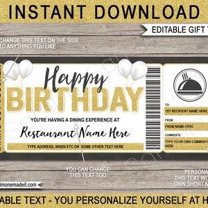 Diner cadeaubon verjaardag maaltijd voucher sjabloon - restaurant, avondje uit, dineren, eten, maaltijdbezorgkaart ticket coupon - U BEWERKT