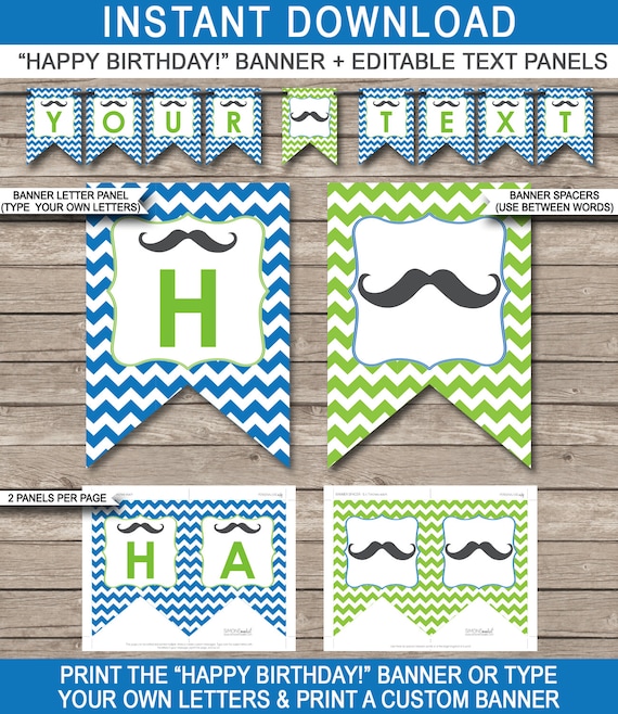 Bunting Happy Birthday Banner INSTANT DOWNLOAD with EDITABLE text Custom Banner Party Decorations Race Car Party Banner