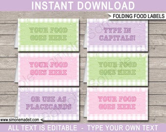 Glamping Food Labels Template - Printable Camping Theme Party Decorations - Glam Birthday Party - Place Cards - EDITABLE TEXT DOWNLOAD