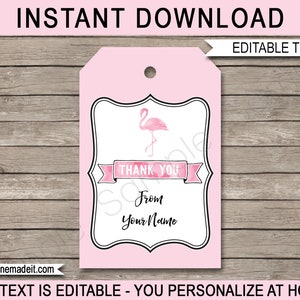 Flamingo Favor Tags - Flamingo Thank You Tags - Birthday Party Favors - Printable Flamingo Tags - INSTANT DOWNLOAD with EDITABLE text