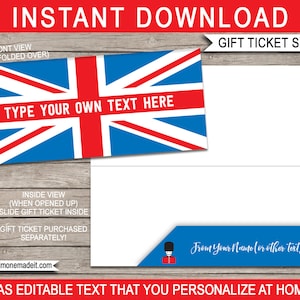 Printable Ticket Jacket, Envelope, Sleeve for London Trip Gift Tickets - Christmas Birthday Mother&#39;s Day Retirement - INSTANT DOWNLOAD