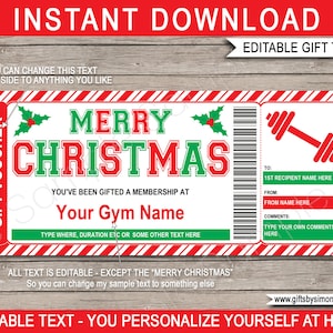 Fitnessstudio-Vorlage Weihnachtsgeschenk - Überraschungsworkout-Fitnesspass - Druckbare Gutscheinurkunde - INSTANT DOWNLOAD mit EDITIERBARE Text