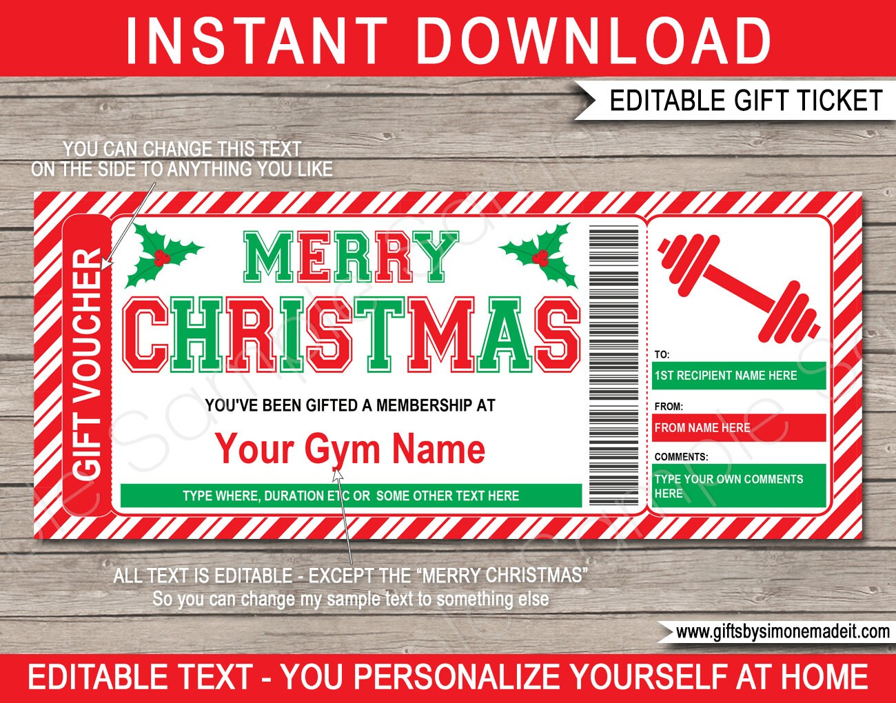 Gym Membership Template Christmas Gift Surprise Workout - Etsy