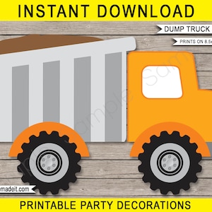 Construction Truck Cutouts: Printable Birthday Party Decor (Digital PDF File)