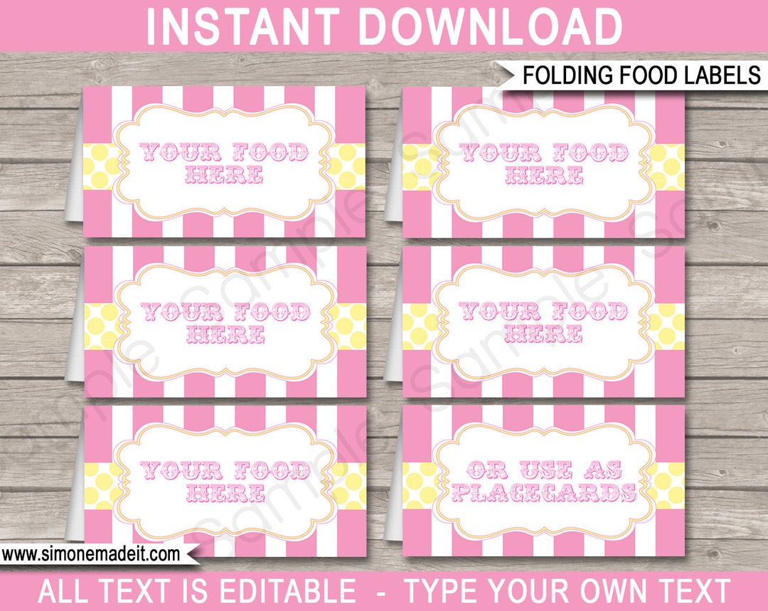 Carnival Food Labels Free Printable